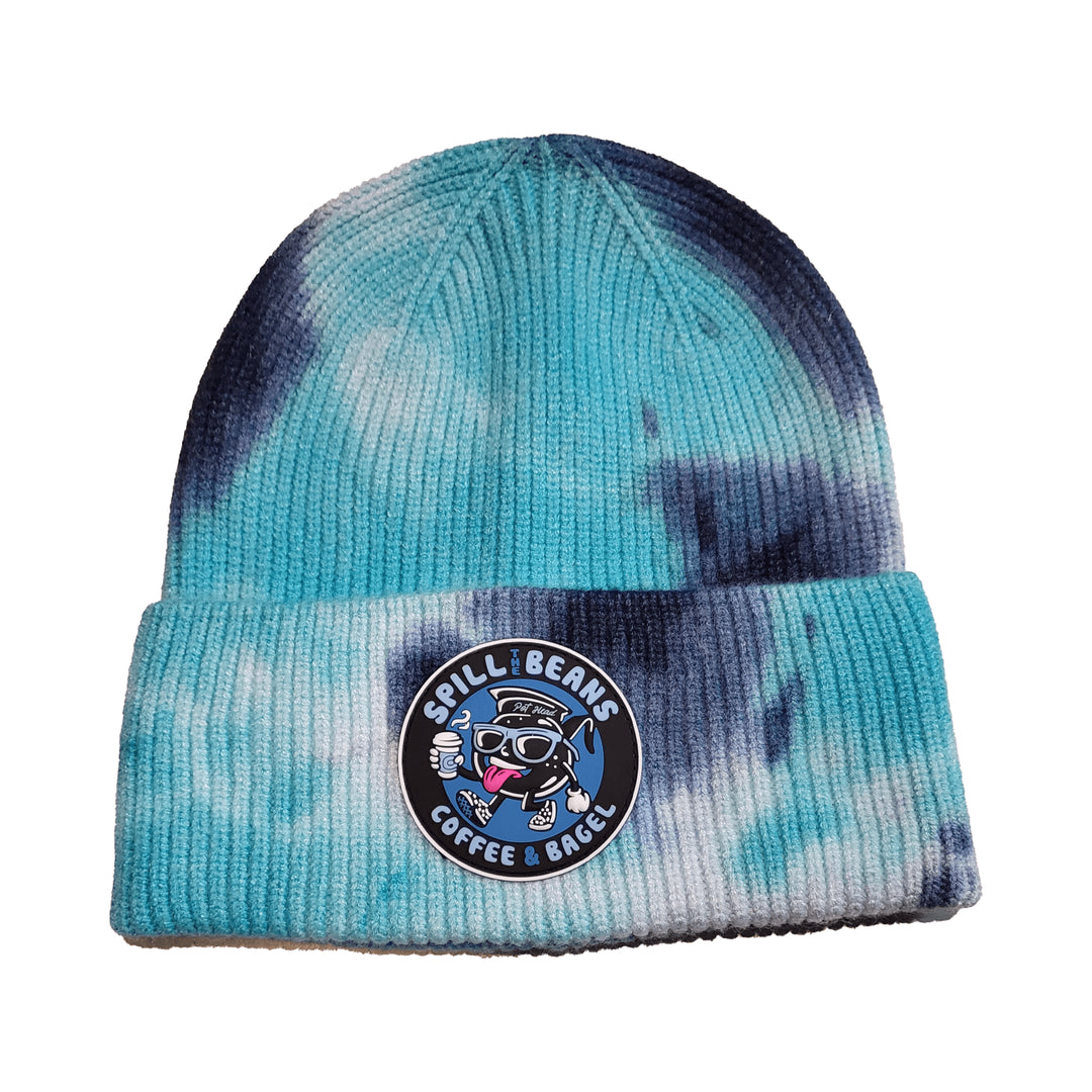 Teal Tie-Dye Beanie – Spill the Beans Coffee Bagel